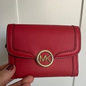 Michael Kors Scarlet Red Wallet with Gold Logo